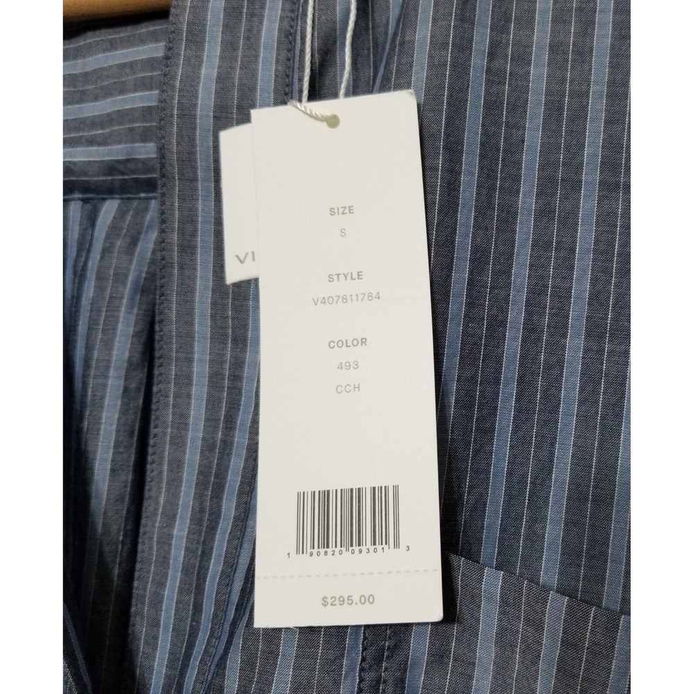 Vince Wide Stripe Oversized Pullover Blouse Coastal Chambray NWT Size S $295 - Picture 15 of 16